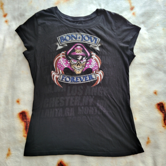 🖤3for25🖤 Black Bon Jovi Graphic T-Shirt - Picture 1 of 7